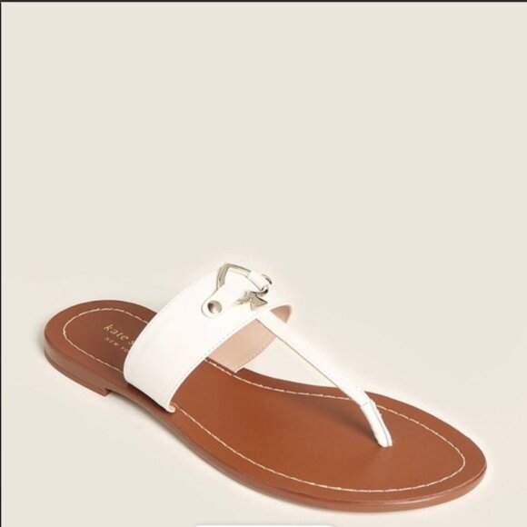 Kate Spade White Chase Leather Thong Sandals - Picture 1 of 9